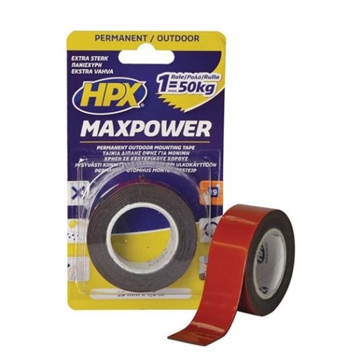HPX Maxpower Outdoor Μαύρη Ταινία Διπλής Όψης 25mmx1,5m - 250020122